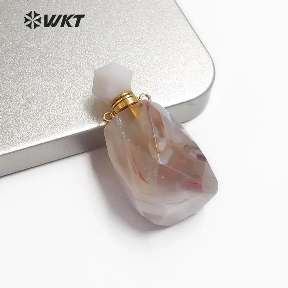 WT-P1479 WKT натуральный камень подвеска в виде бутылочки парфюма с золотой Гальванизированный двойные кулоны на обруче из нержавеющей стали аксессуар кулон - Окраска металла: e