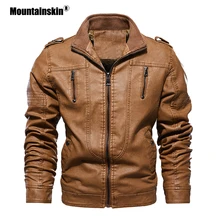 Новинка, мужские Куртки из искусственной кожи на молнии, облегающие кожаные куртки, мужские повседневные однотонные куртки с отложным воротником, брендовая одежда SA756