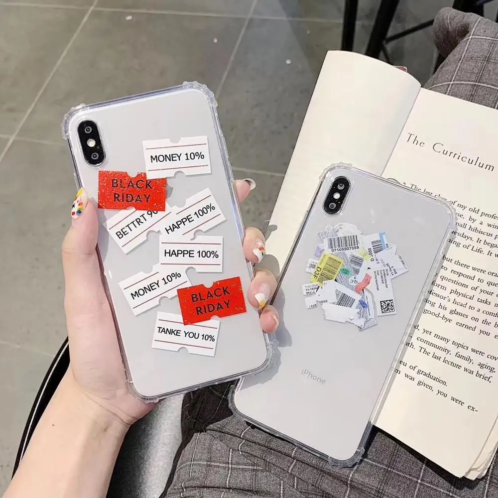 

Korea INS simple cool label barcode couple phone case for iphone 11 pro MAX Xs MAX XR X 7 8 6s plus funny soft TPU back cover
