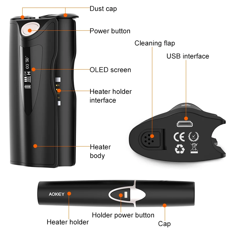 Günstige Wärme Nicht Brennen IQO S und glo Zigarette Sticks Heizung Elektronische Zigaretten Gerät 1600mAh eingebaute Batterie mit OLED display