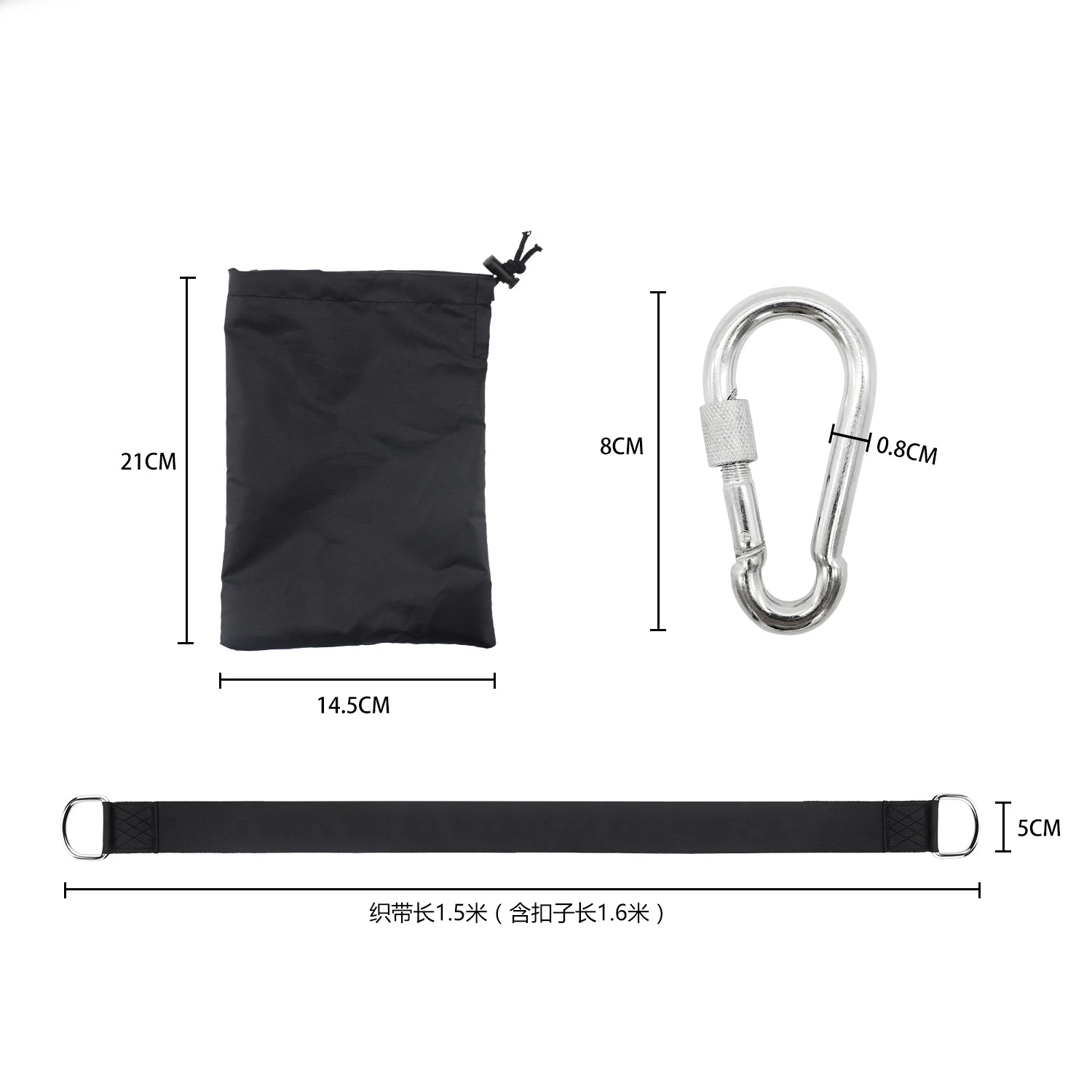 150CM High Durable safety strength polyester Heavy Duty Swing Straps Hanging kit hammock straps with Lock Carabiner Hooks