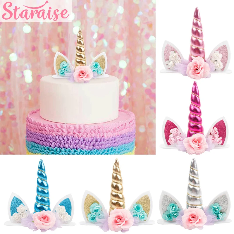 

Staraise Unicorn Horns Cake Topper Kids Birthday Unicorn Cake Decor Halloween Wedding Party Supplies Gold Favor Unicorn Decor