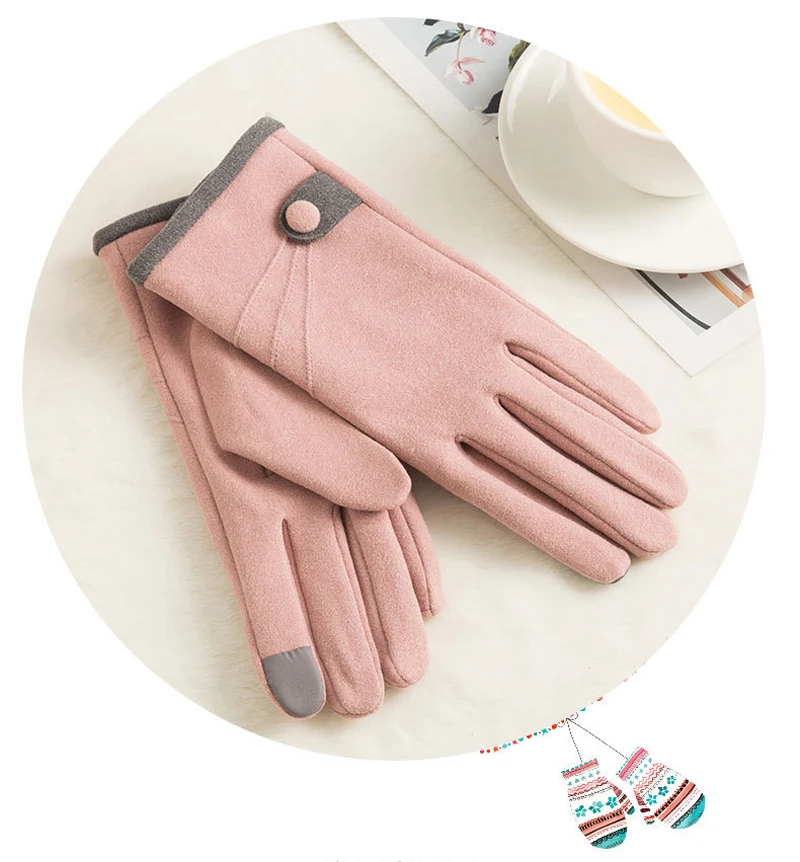 Elifashion новые женские теплые Solft перчатки сенсорный экран варежки толстые плюшевые наручные короткие бархатные женские кнопки вождения перчатки