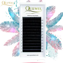 Quewel Extension de cils 12 lignes/plateau soie Cilios doux professionnels Extensions de cils individuels C/CC/D Curl faux cils(China)