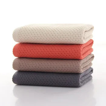1 pcs Waffle towel Bathroom accessories 72 * 32 CM solid color towel absorbent strong Wipe towel after exercise 1