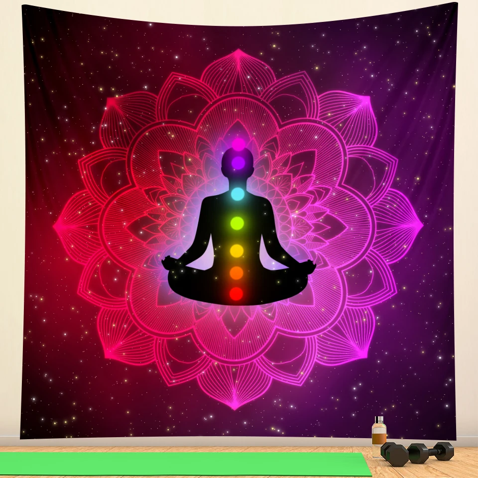 Indian Buddha chakra home art decorative tapestry Hippie yoga mat Bohemia decorative bedroom sheet Mandala sofa blanket 4