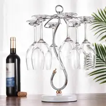 Художественный элегантный 6 крюк Серебро Хром тон металлический держатель для вина стойка для фужеров