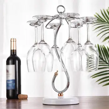 

Artistic Elegant 6 Hook Silver Chrome Tone Metal Wine Glass Holder Stand Stemware Rack
