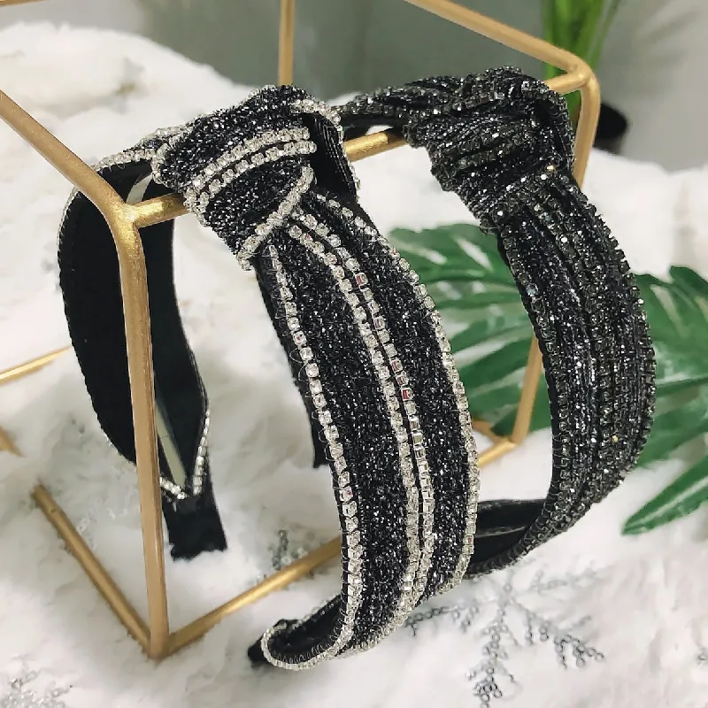 

Korean Sparkly Rhinestone Hairbands Urban Luxuriou Knot Hair Hoops For Women Headband Fashion Hair Accessories Headwear 2 Colors