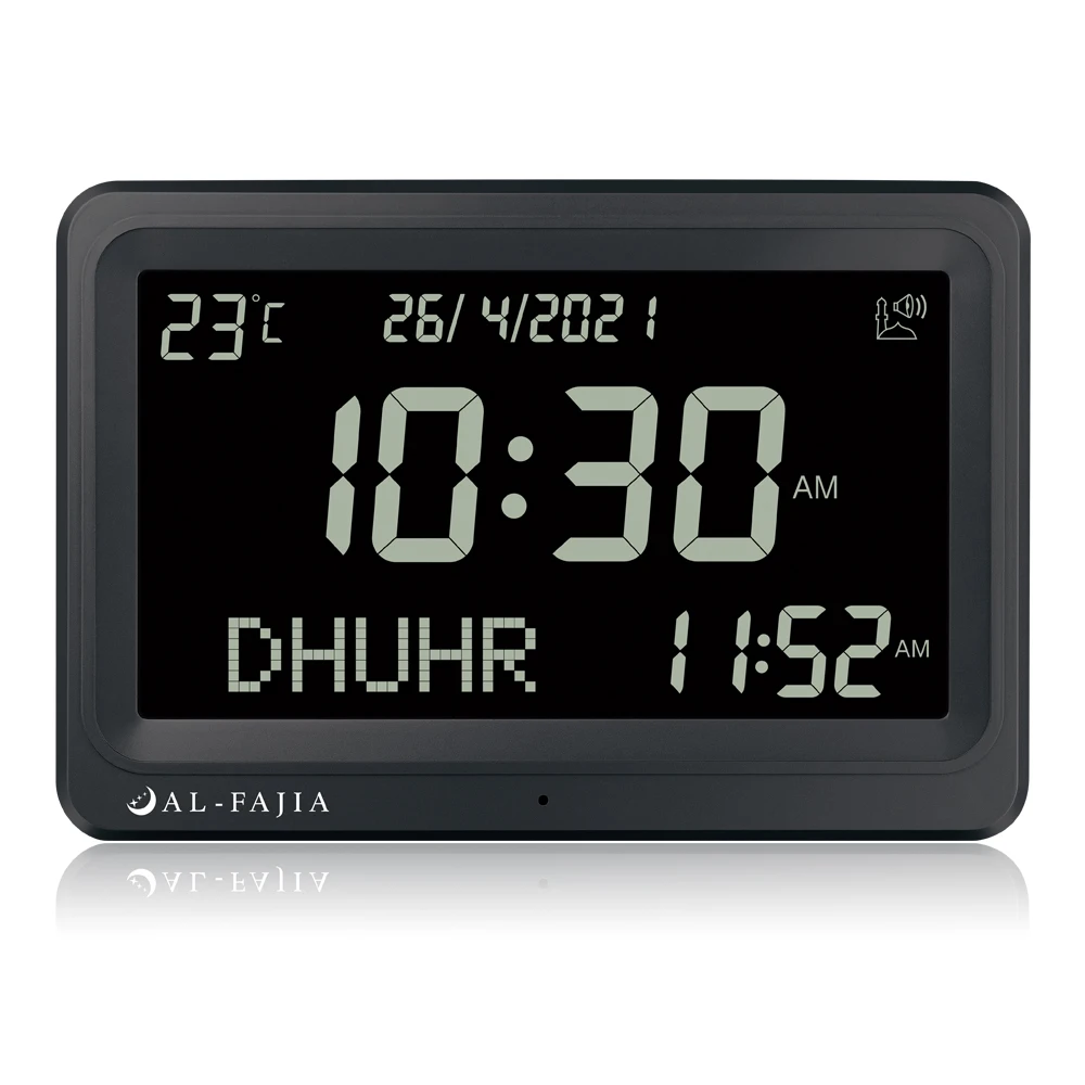 

Larger LCD Screen Azan Clock 8 Athan Sounds Multi-languages Hijir Gregorian Calendars Muslim Prayer Desk Alarm Clock