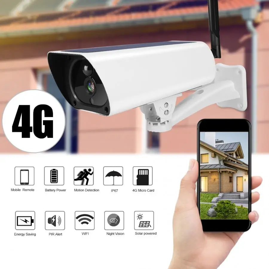 

camaras de seguridad 1080P IP Camera, Waterproof 4G Surveillance Security Camera with Solar Night Vision CCTV, Support Motion