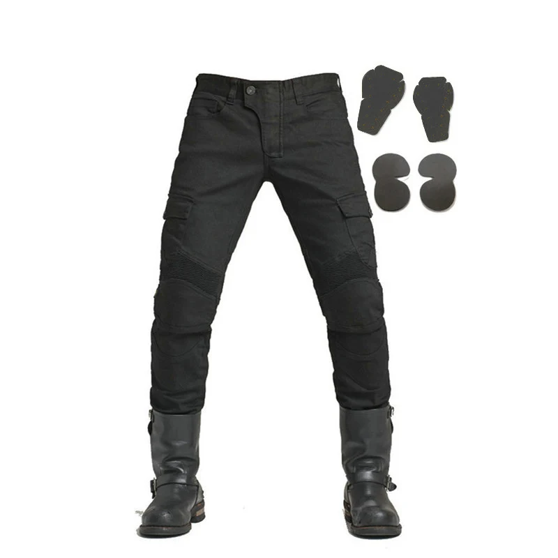 Черные брюки локомотив Мотоцикл горные велосипед внедорожные брюки с протектором - Цвет: Black