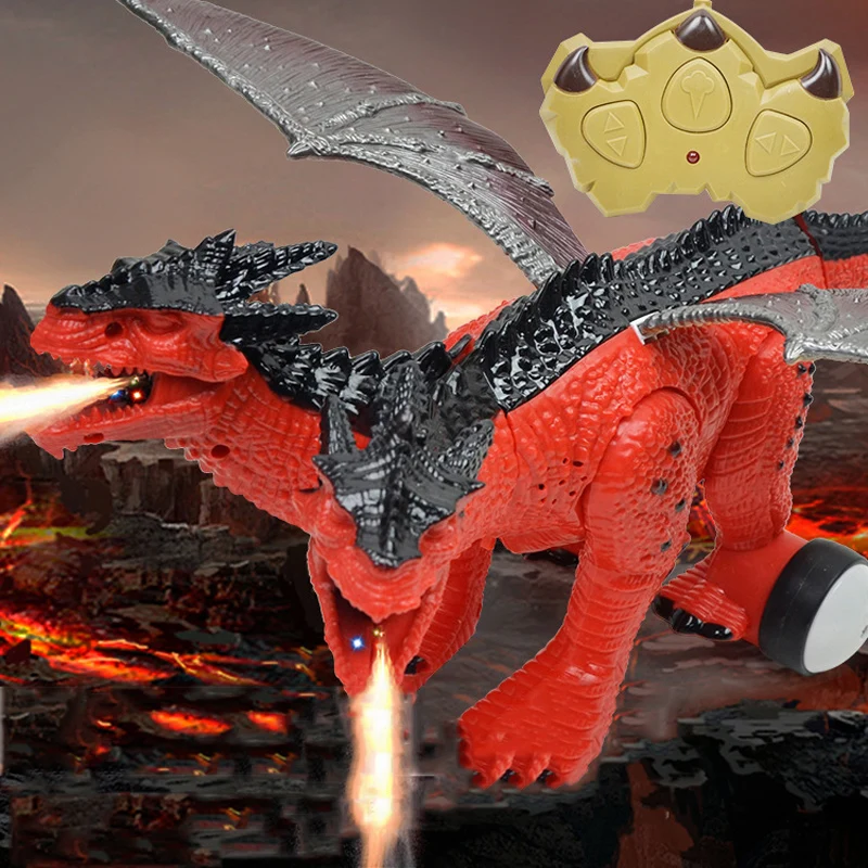 

RC Double Head Spray Dragon fog Dinosaur Remote Control Eyes Sounds Making Fun Electric Simulation Toys Boys Gift Lifelike Toy