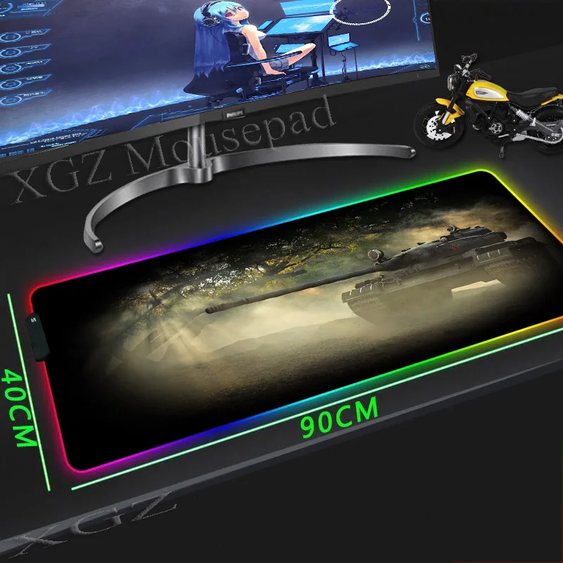 Большой коврик для мыши XGZ в стиле ретро Tank World резиновый нескользящий