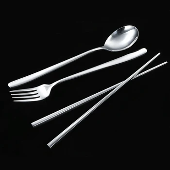 

New 304 Stainless Steel Portable Flatware Set Utensils Reusable Cutlery with Case Chopsticks Spoon Fork for School Office Camp