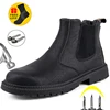 Botas de seguridad de cuero para hombre, zapatos de trabajo indestructibles, botas de seguridad con punta de acero, botas Chelsea, para invierno ► Foto 3/6