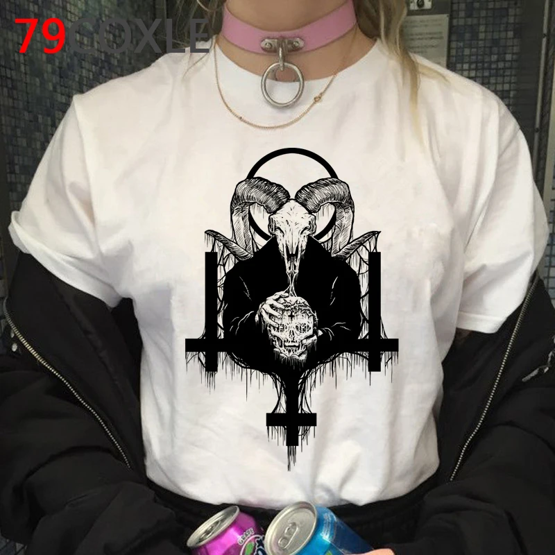 Сатана демон гибель страшный злой Футболка мужская Harajuku Satanism Grim Reaper Baphomet футболка сатанист футболка для любителей фильмов ужасов мужские футболки 90s - Цвет: 10587