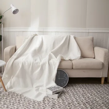

Nordic Style Knitted Sofa Blankets Living Room Bedroom Home Decor Beige White Sofa Cover Carpet Cotton Four Seasons Travel Throw