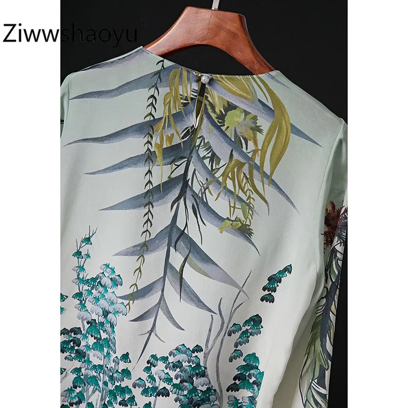 Ziwwshaoyu, элегантная весенне-летняя блуза с длинным рукавом, шелк, с принтом, рубашка, женская одежда высокого качества, новинка