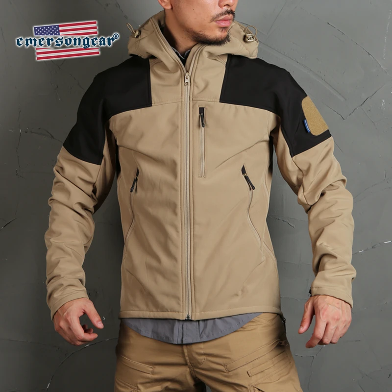 TAN Emersongear синяя флисовая термокуртка Тройная теплая тактическая куртка зимнее пальто водонепроницаемая ветрозащитная растягивающаяся куртка - Цвет: TAN