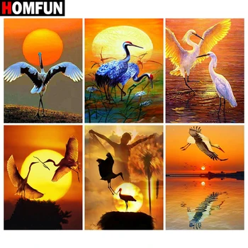 

HOMFUN Diamond Painting Cross Stitch "Sun crane animal" Full Square Round Diy 5d Diamond Embroidery Picture Rhinestone Art