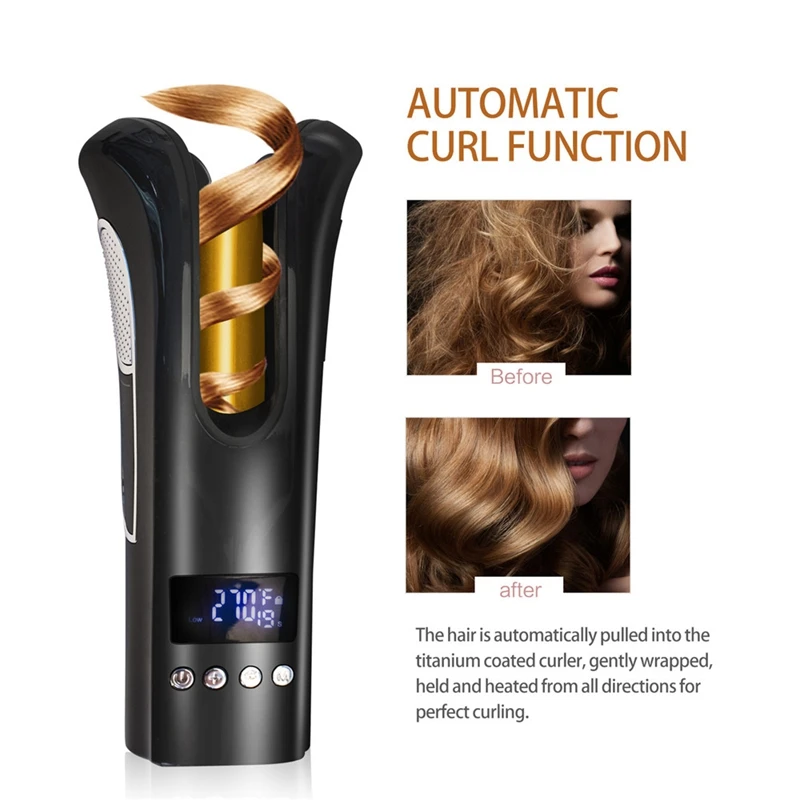 Automatic Curling Iron Tourmaline Ceramic Heater and LED Digital Mini Portable Curler Air Curling Wand