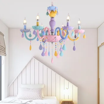 

NEW Modern Kids Room Chandeliers Bedroom Children Nursery Princess Hanging Lamp Indoor House Macaron Color Girls Room Chandelier