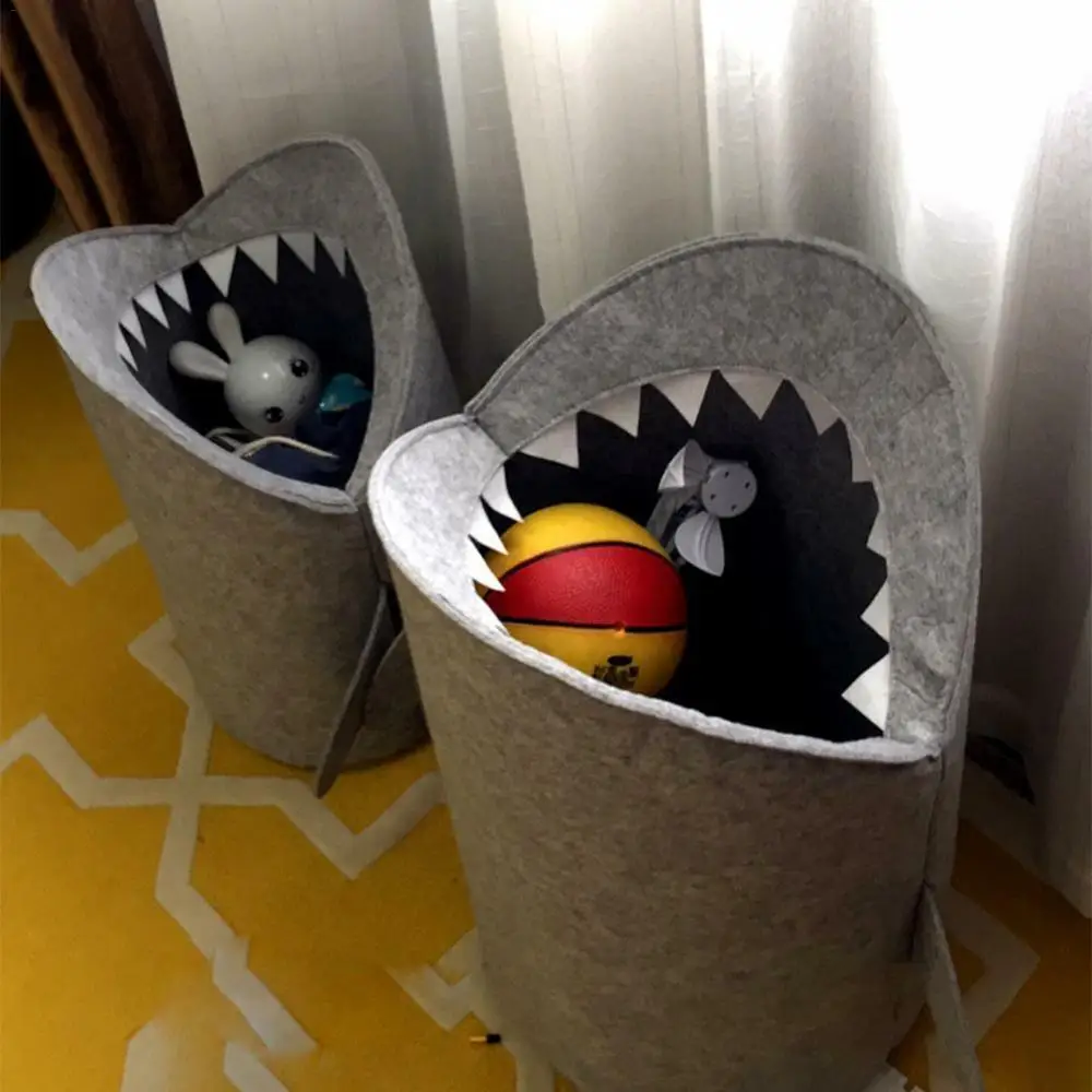 

Shark Design Laundry Storage Basket Felt Cloth Folding Laundry Bag For Toys Clothes Basket Bags Home Storage Organizer