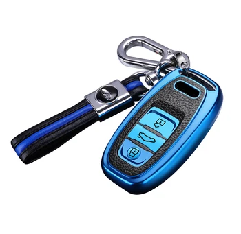 

High quality PC+Leather grain Car Smart Key Cover Case Shell For Audi A1 A3 A4 A5 A6 A7 A8 Quattro Q3 Q5 Q7 2009-2015Accessories