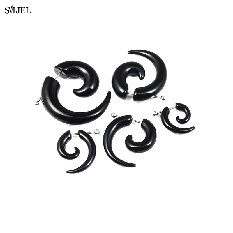 Punk Spiral Earrings Tapers Snail Ear Expanders Black 4/5/6/8/10 mm Body Jewelry Men Women Ear plug Piercing