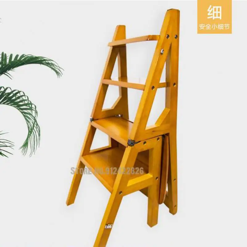 木製のはしご,はしご,家庭用椅子,折りたたみ式,二目的,屋内および多機能のスプリング|ステップスツール  脚立| - AliExpress