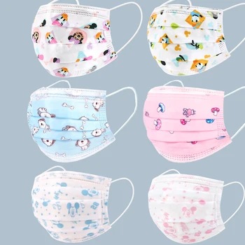 

10/50PCS mascarillas Cartoon Kids Disposable Mask 3 Layer Filter Dust Children's Protective Face Mask Fast shipping 24 Hours