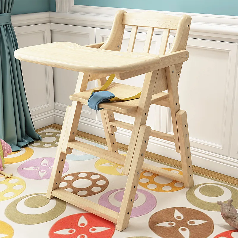 

Baby Wood Highchair shipping authentic portable baby seat baby dinner table multifunction adjustable folding chairs for children