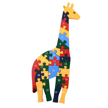 

Wood Puzzle Baby Toddle Kids Children Early Lessons Learned Intelligence Cartoon Animal Giraffe Jigsaw Puzzle Wooden Toys
