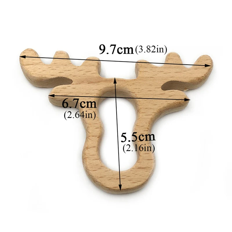 Wooden Teether 1001 DIY Мультфильм Креативные рога натуральный прорезыватель из буковой древесины соска цепи безопасности Сертификация Woode детский Прорезыватель игрушка для новорожденных - Цвет: Wooden Teether 1001