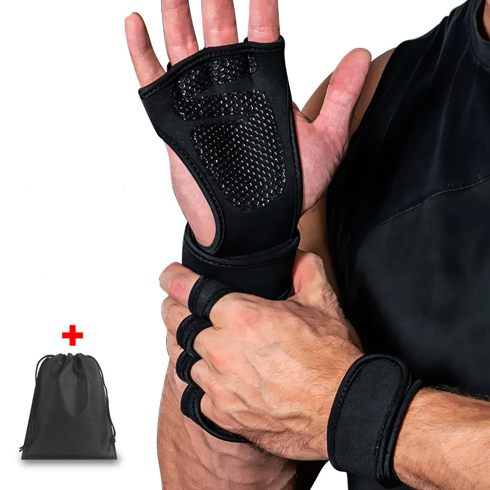 SKDK Вес подъема захват перчатки Crossfit тренировочные перчатки Фитнес спортивная гимнастика Gym Ручные Защита для ладоней наручные Поддержка+ 1 кольцо