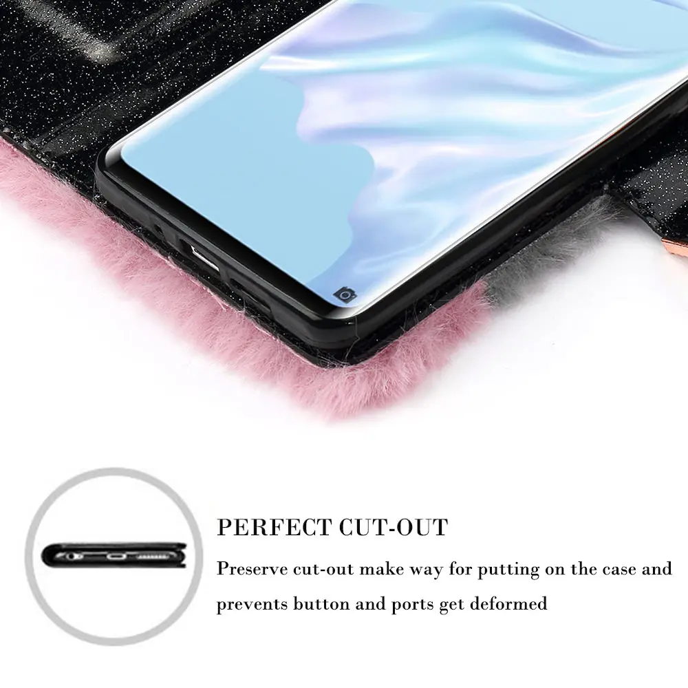 LLZ.COQUE роскошный пушистый кошелек с подставкой флип чехол для телефона huawei P30 Lite Pro Nova 4e Блестящий Магнитный меховой плюшевый чехол