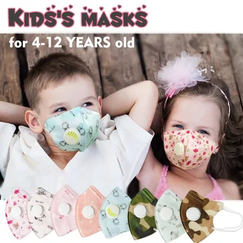 

Shellbox Kids Children Mouth Mask Respiratory Valve Cartoon Floral Thicken Smog Mask Warm Dust Mask Fits 4-12 Ages Boys Girls