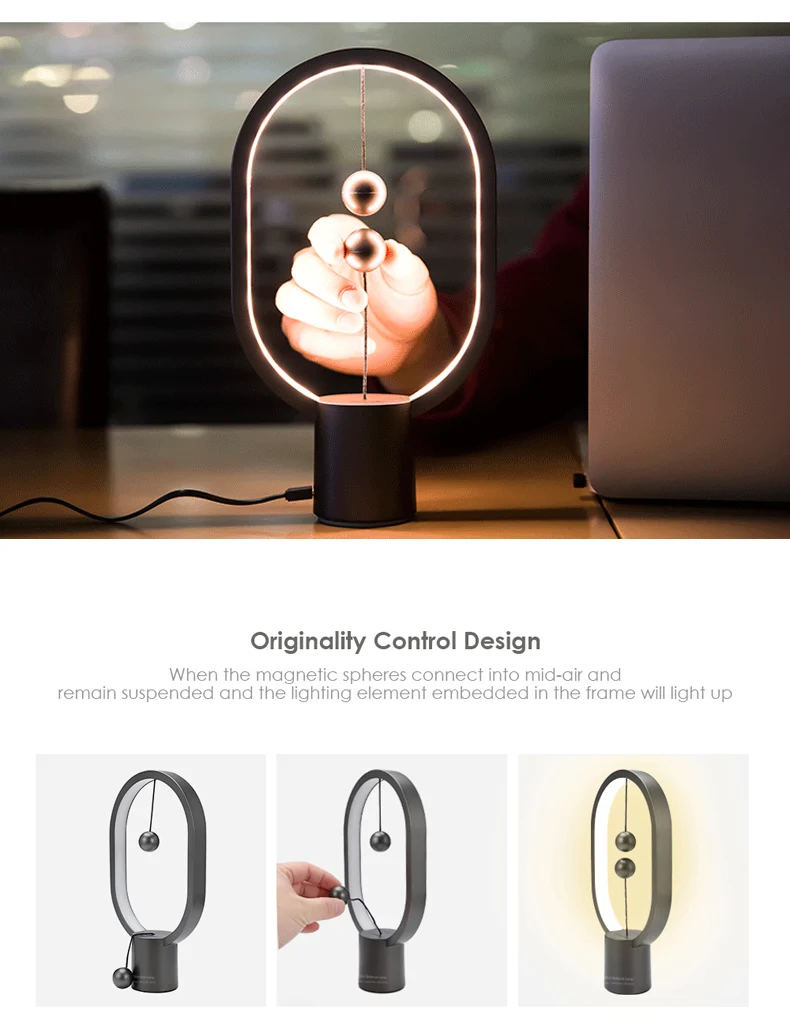 Mini Balance Light Creative Magnetic Switch Night Light Suspension LED Home Bedside Table Lamp Internet Popular Gifts