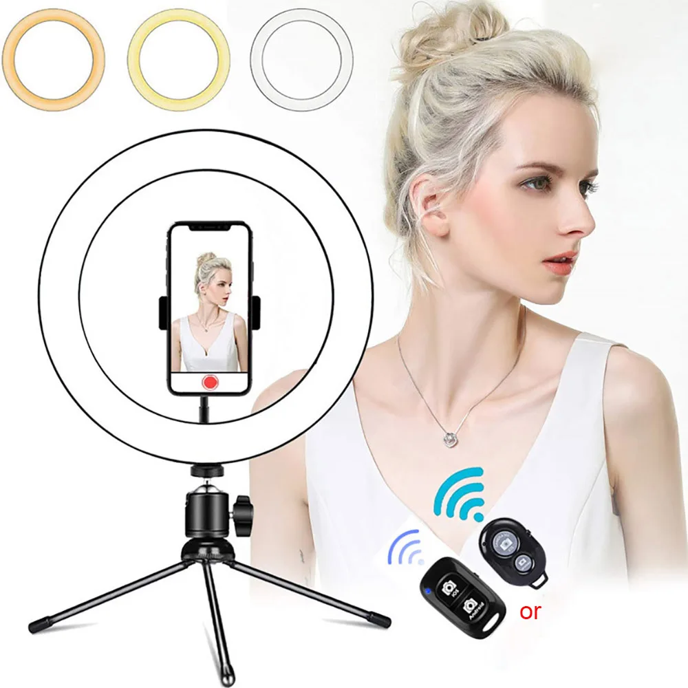 Photo LED Selfie Fill Ring Lights 10inch Dimmable Camera Phone 26CM Ring Lamp With Stand Tripod For Makeup Video Live Studio