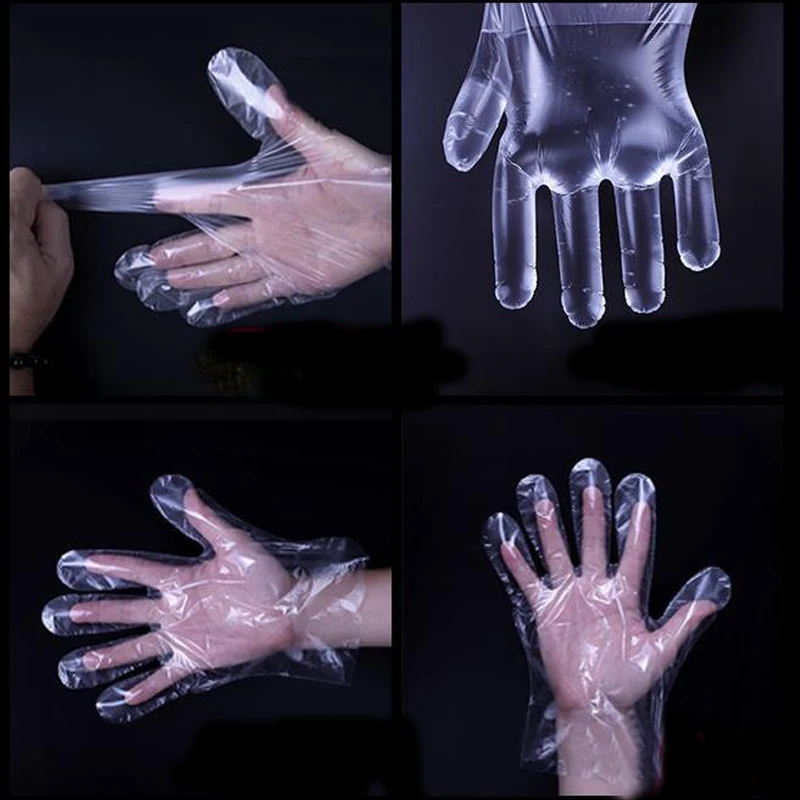 100pcs Plastic Disposable Gloves Transparent Eco-friendly Gloves for Kitchen Catering Hygiene Restaurant BBQ Fruit Supplies
