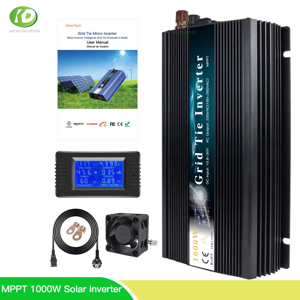 1000W Solar Grid Tie Inverter 110V or 220V Pure Sine Wave Inverter 18V/24V/36VDC 