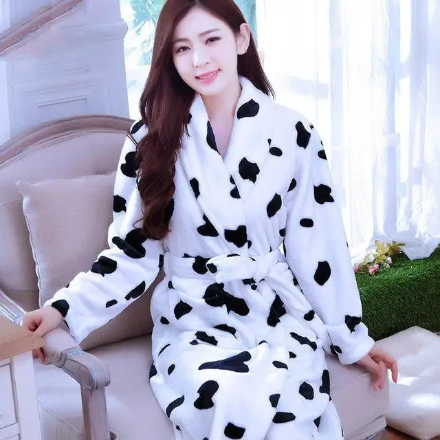 Winter New Couple Flannel Lady Kimono Bathrobe Gown Thicken Nightdress Sleepwear Casual Nightwear Nightgown Soft Home Clothing - Цвет: Women 8