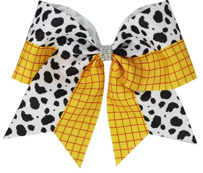 7 Inch LION COW unicorn Cheer Bows with Elastics for Girls Printed Ribbon Hair Holder with Bowknot Kids Hair Accessories 2PCS