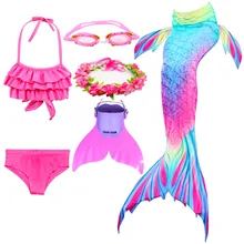 Детский купальный костюм с хвостиками русалки для девочек, купальный костюм для детей, костюм для Хэллоуина С флиппером