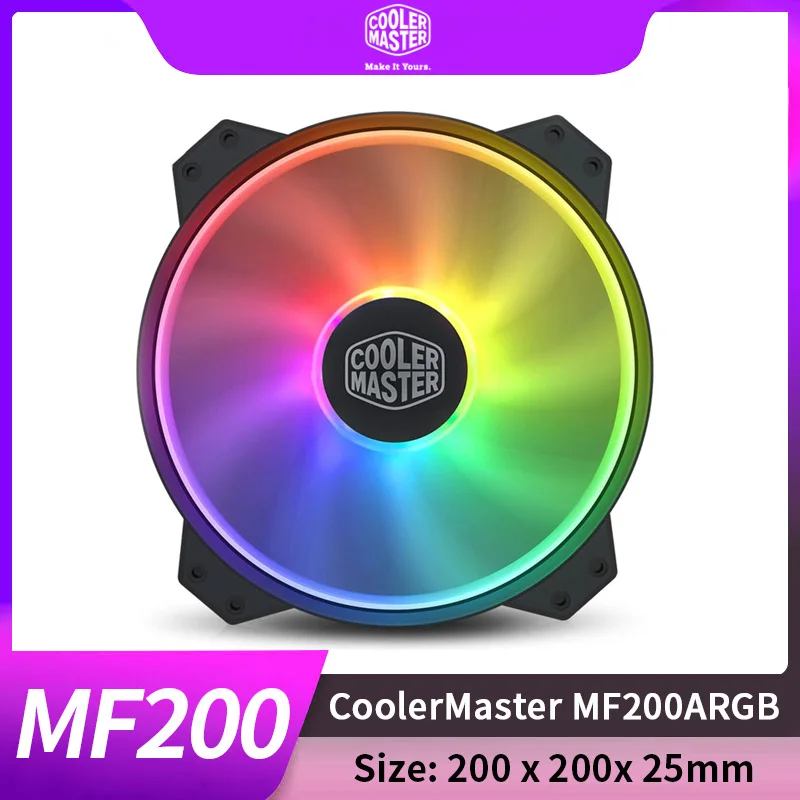 

Кулер Master MF200 ARGB 20 см RGB 5 В/3 контакта, сменный вентилятор для корпуса компьютера, радиатор водяного охлаждения процессора, тихий вентилятор, хост-Вентилятор компьютера