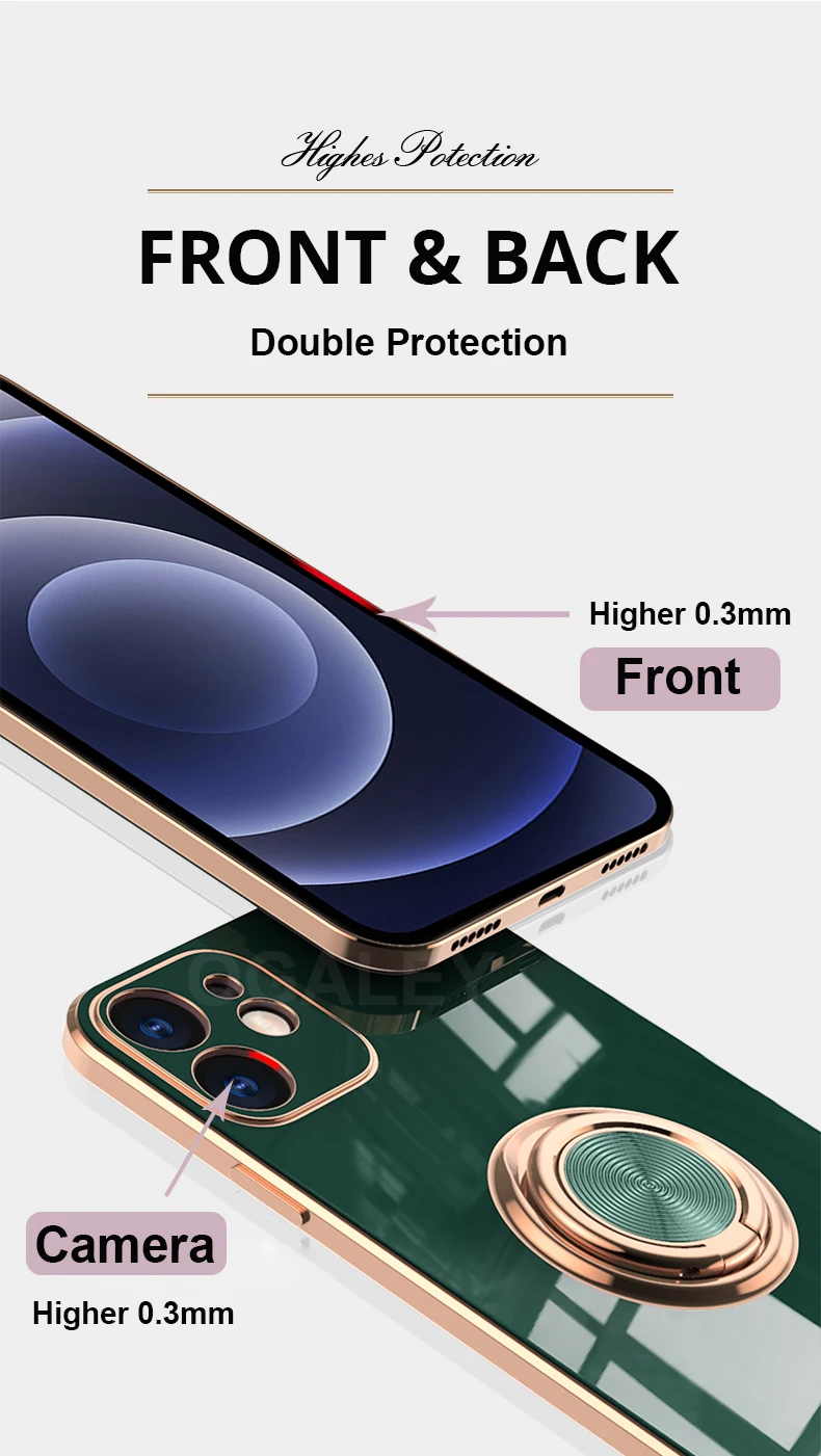 best case for iphone 12 pro Case For iPhone 11 12 13 Pro Max Case For iPhone 11 Pro Max Cases for iphone 11Pro cover New Square Plating Silicone Ring Holder case for iphone 12 pro