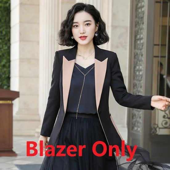 Black Blazer Only Женские костюмы с юбкой для женщин бизнес деловой костюм наборы офисный женский черный блейзер OL стили - Цвет: Black Blazer Only