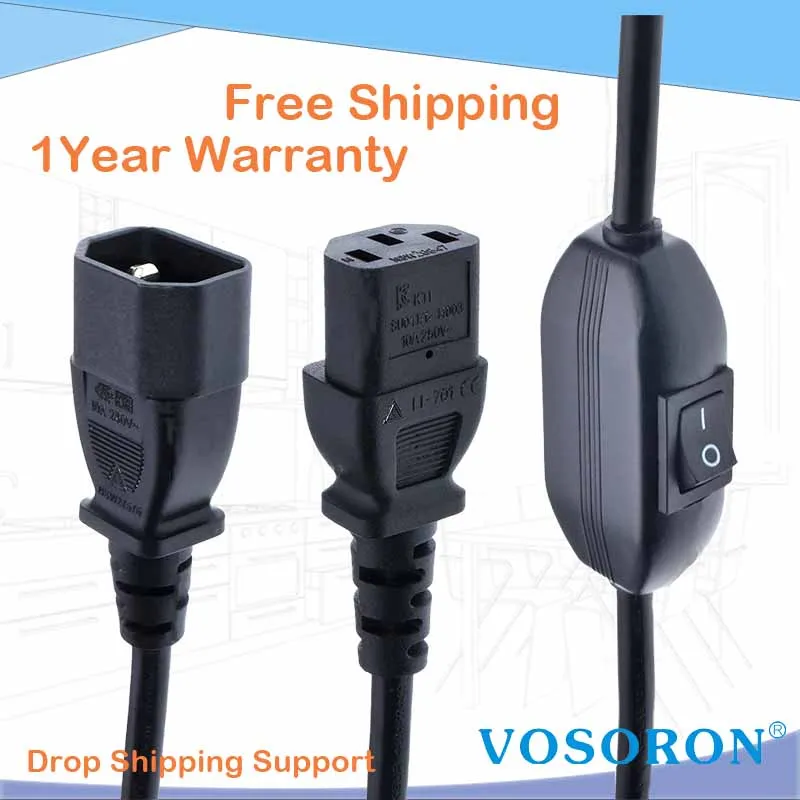 Adaptador De Extensión IEC Chenyang - C14 Macho A C13 Hembra, 90 Grados Hacia Abajo
