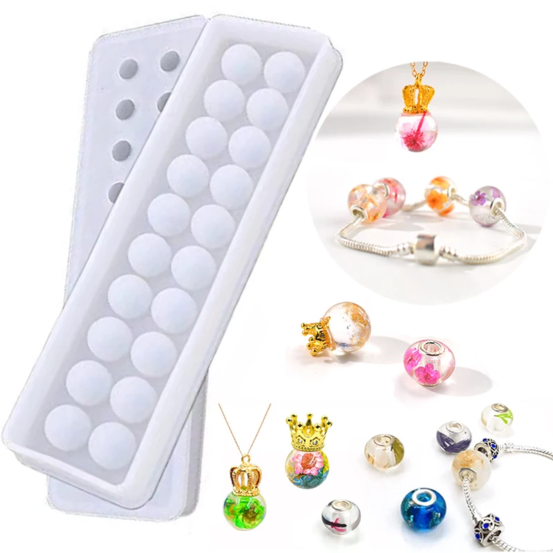 16mm 20pc Round Ball Epoxy Resin Mold Making Necklace Beads Pendant Silicone Molds UV Resin Mould Jewelry Making Crafts